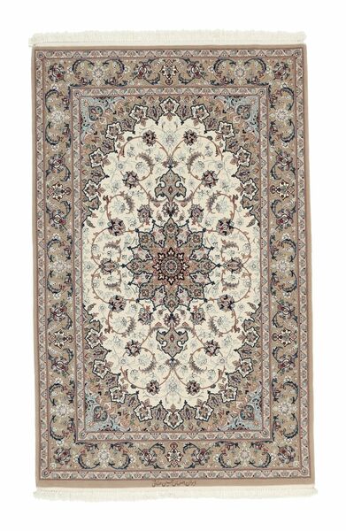 106X170 Tappeto Isfahan Ordito In Seta Orientale Marrone/Grigio Scuro (Lana, Persia/Iran)