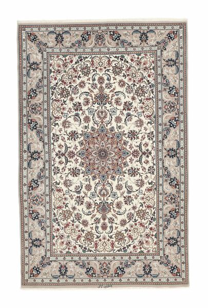  Persischer Isfahan Seidenkette Teppich 110X173 Braun/Grau