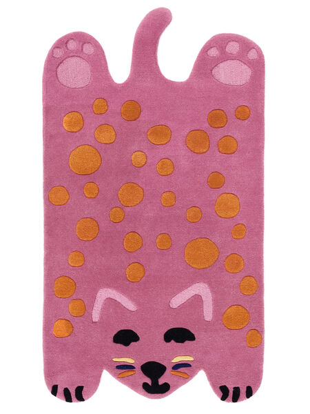  95X170 Kids Rug Small Lo Cat - Pink/Orange Wool