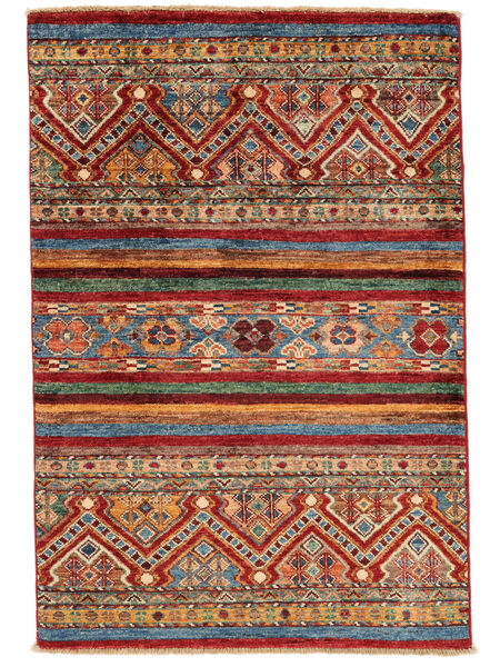 Shabargan Matta 84X123 Mörkröd/Brun Ull, Afghanistan Carpetvista