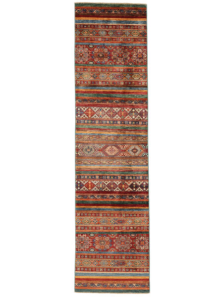 81X318 Shabargan Vloerkleed Modern Tapijtloper Donkerrood/Bruin (Wol, Afghanistan) Carpetvista