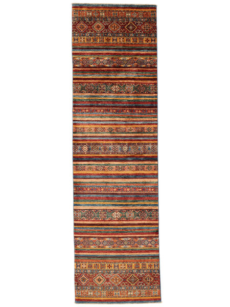 87X299 Shabargan Tæppe Moderne Løber Mørkerød/Brun (Uld, Afghanistan) Carpetvista