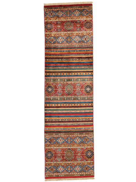  89X308 Shabargan Teppe Løpere Mørk Rød/Svart Afghanistan Carpetvista