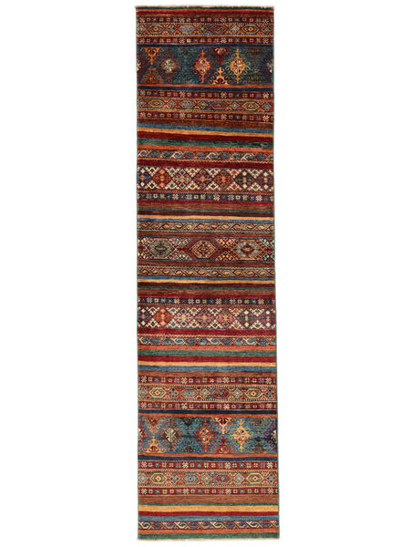  Shabargan Tæppe 83X314 Sort/Mørkerød Carpetvista