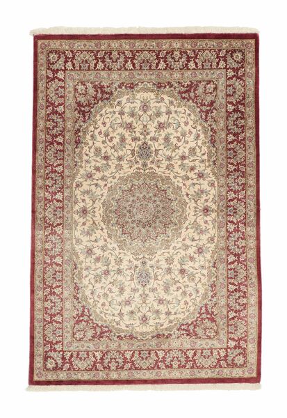  Qum De Seda Alfombra 100X152 Persa De Seda Marrón/Beige Pequeño