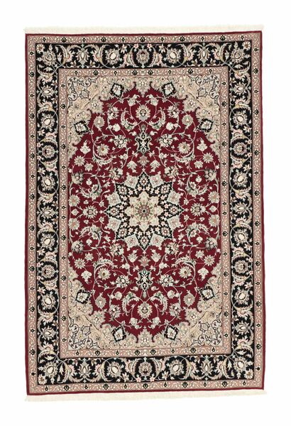  107X163 Isfahan Seidenkette Teppich Braun/Schwarz Persien/Iran