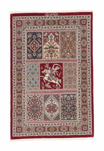  Persian Qum Kork/Silk Rug 97X147 Brown/Dark Red