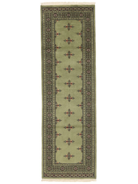 Pakistan Bokhara 2Ply Vloerkleed 79X251 Tapijtloper Donkergroen/Zwart Wol, Pakistan Carpetvista