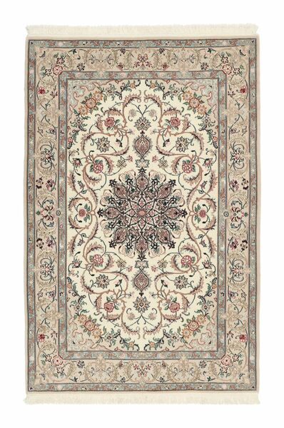  Persisk Isfahan Silkerenning Teppe 110X166 Brun/Beige (Ull, Persia/Iran)