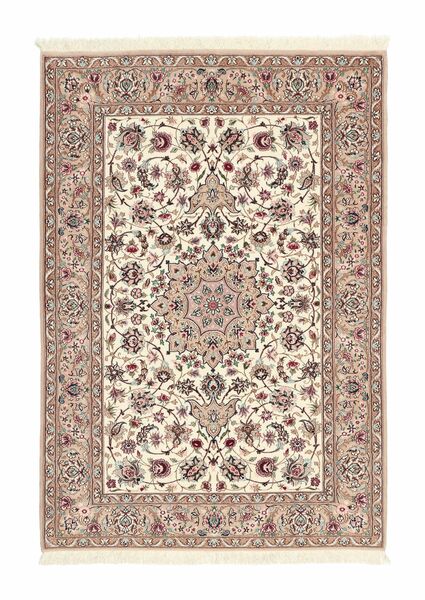 100X157 Tappeto Orientale Isfahan Ordito In Seta Marrone/Beige (Lana, Persia/Iran)