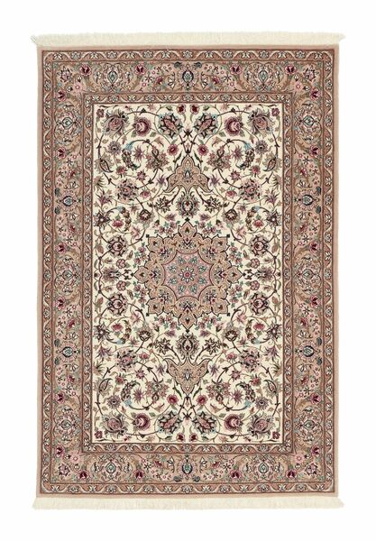  104X160 Medallion Piccolo Isfahan Ordito In Seta Tappeto Lana