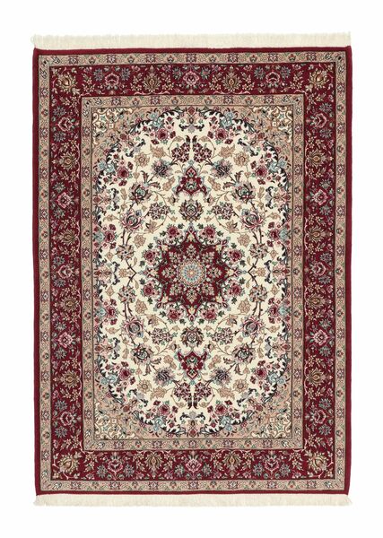 Isfahan Silk Warp Rug 110X166 Brown/Black Wool, Persia/Iran