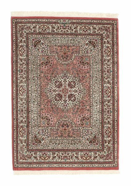  Persischer Qum Kork/Seide Teppich 109X155 Braun/Schwarz (Wolle, Persien/Iran)