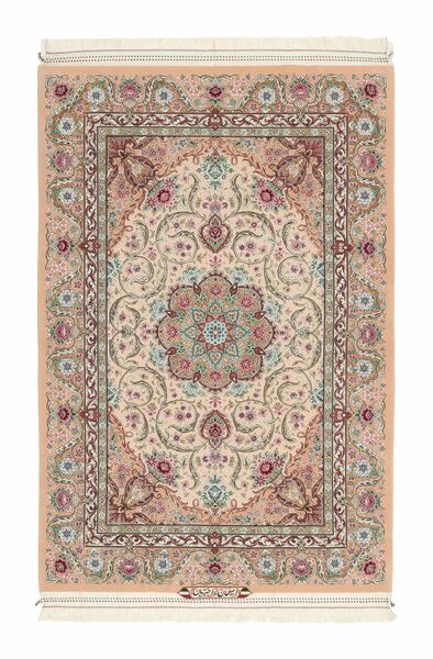 110X162 Isfahan Silk Warp Rug Oriental Brown/Orange (Wool, Persia/Iran)