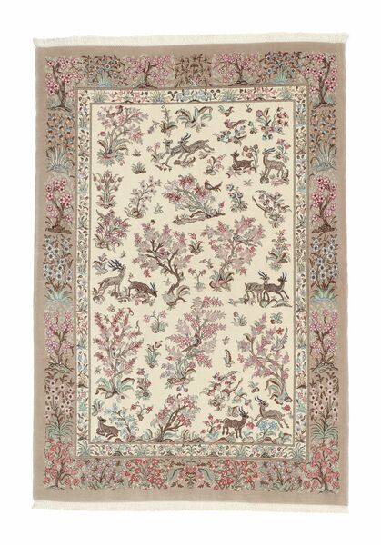 Tappeto Persiano Qum Kork/Di Seta 106X157 Marrone/Arancione (Lana, Persia/Iran)