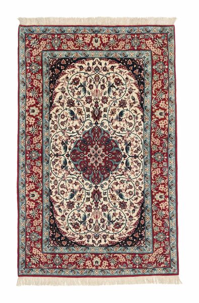 Alfombra Isfahan Urdimbre De Seda 107X166 Rojo Oscuro/Negro (Lana, Persia/Irán)