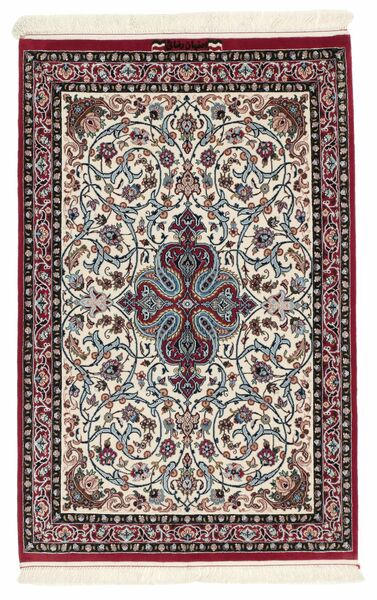  Perzisch Isfahan Zijden Pool Vloerkleed 78X122 Zwart/Beige