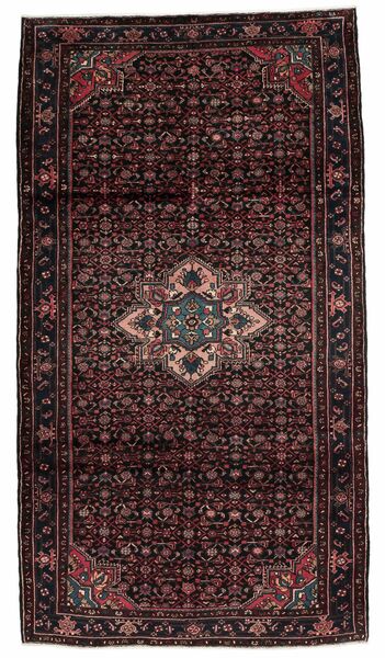 Hamadan Rug 165X298 Runner
 Black/Dark Red Wool, Persia/Iran