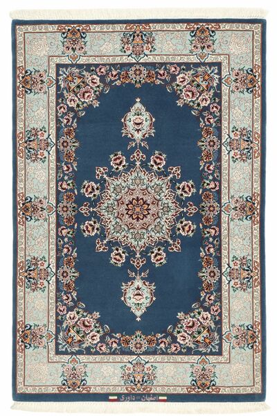 Tappeto Persiano Isfahan Ordito In Seta 83X125 Nero/Grigio Scuro (Lana, Persia/Iran)