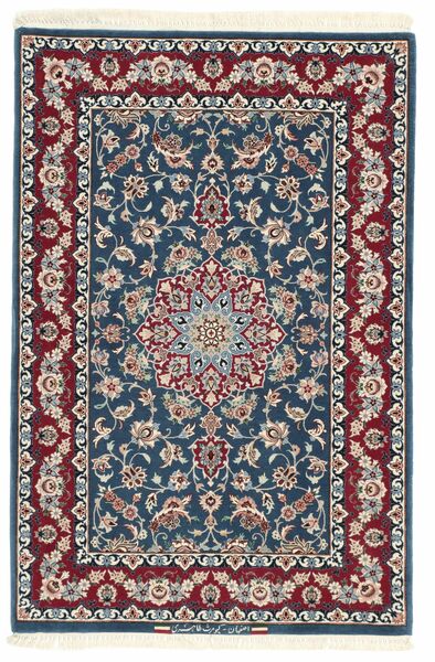 82X124 Isfahan Silk Warp Rug Oriental Black/Dark Red (Wool, Persia/Iran)