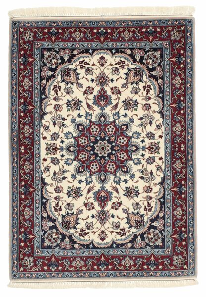 83X118 Isfahan Zijden Pool Vloerkleed Oosters Zwart/Beige (Wol, Perzië/Iran)