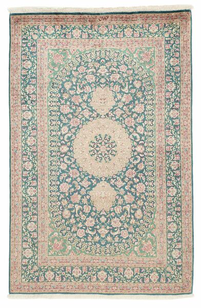 80X123 Alfombra Oriental Qum De Seda Verde/Beige (Seda, Persia/Irán)