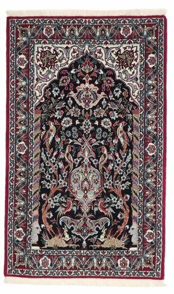  Persian Isfahan Silk Warp Rug 71X117 Black/Dark Grey