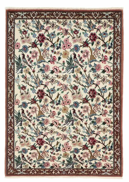  Orientalischer Isfahan Seidenkette Teppich 78X110 Braun/Schwarz Wolle, Persien/Iran