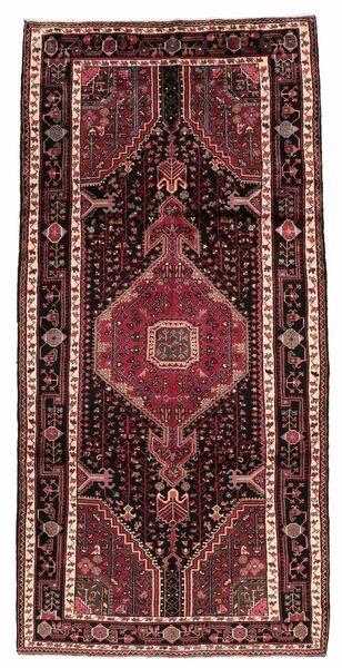  Hamadan Rug 155X320 Persian Wool Black/Dark Red Small