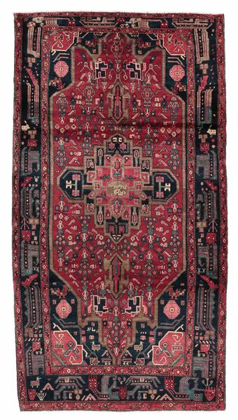 Alfombra Persa Hamadan 160X300 De Pasillo Negro/Rojo Oscuro (Lana, Persia/Irán)