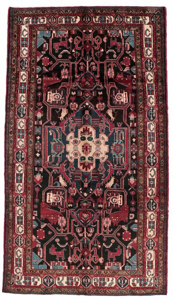 Tappeto Orientale Hamadan 185X327 Nero/Rosso Scuro (Lana, Persia/Iran)