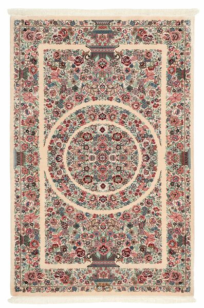  Orientalischer Qum Seide Teppich 78X118 Braun/Beige Seide, Persien/Iran