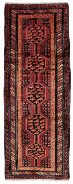  Persisk Meshkin Teppe 131X357Løpere Svart/Mørk Rød (Ull, Persia/Iran)