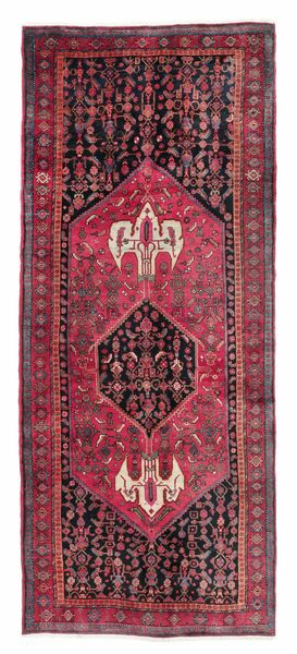 Koliai Teppich 135X325 Läufer Dunkelrot/Schwarz Wolle, Persien/Iran