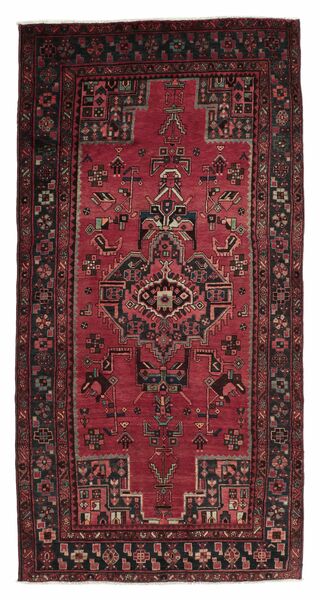  Orientalischer Koliai Teppich 135X268 Schwarz/Dunkelrot Wolle, Persien/Iran