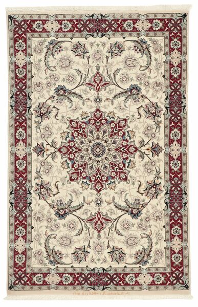  Orientalischer Isfahan Seidenkette Teppich 80X123 Beige/Braun Wolle, Persien/Iran