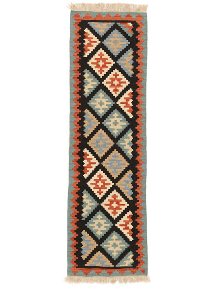 Alfombra Kilim Gashgai 60X200 De Pasillo Negro/Verde ( Persia/Irán)