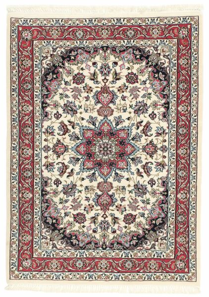  Persian Isfahan Silk Warp Rug 83X113 Brown/Beige