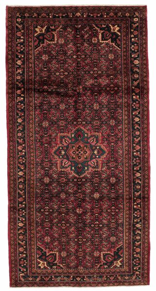  Orientalischer Hamadan Teppich 167X330 Läufer Schwarz/Dunkelrot Wolle, Persien/Iran