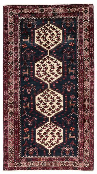 Kurdi Ghuchan Teppe 160X290Løpere Svart/Mørk Rød Ull, Persia/Iran