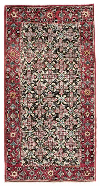  Persischer Varamin Teppich 150X297 Läufer Dunkelrot/Schwarz (Wolle, Persien/Iran)