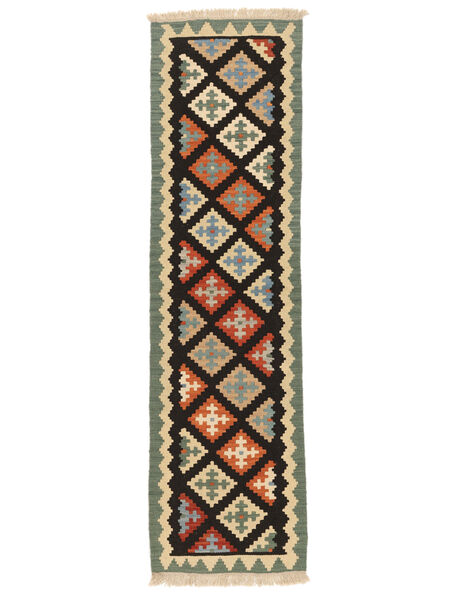  Kilim Gashgai Alfombra 55X200 Persa Negro/Verde Pequeño Carpetvista