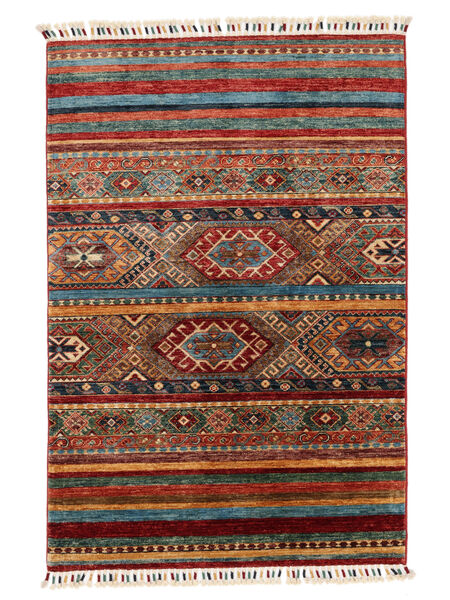  99X149 Shabargan Vloerkleed Donkerrood/Zwart Afghanistan Carpetvista