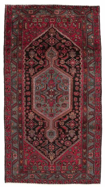  175X296 Hamadan Teppich Schwarz/Dunkelrot Persien/Iran