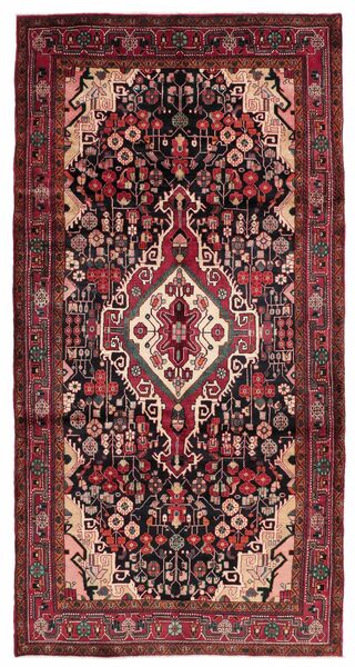  Hamadan Rug 168X333 Persian Wool Black/Dark Red