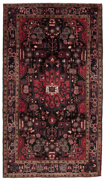 175X320 Tapete Oriental Hamadã Preto/Vermelho Escuro (Lã, Pérsia/Irão)