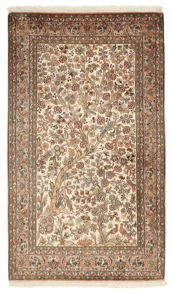 Tappeto Orientale Kashmir Puri Di Seta 24/24 Quality 77X130 Marrone/Beige (Seta, India)