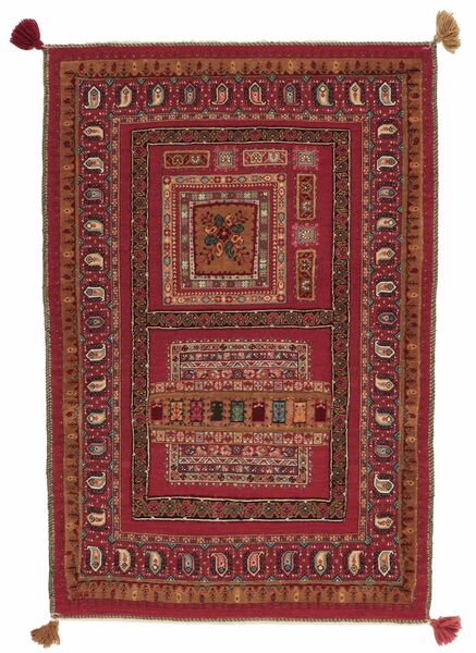 Alfombra Oriental Kilim Nimbaft 85X128 Rojo Oscuro/Marrón (Lana, Persia/Irán)