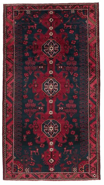 Zanjan Vloerkleed 160X303 Tapijtloper Zwart/Donkerrood Wol, Perzië/Iran