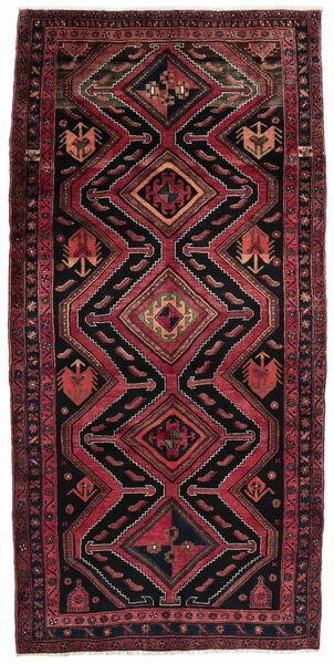 Tapete Oriental Kurdi Ghuchan 157X323 Passadeira Preto/Vermelho Escuro (Lã, Pérsia/Irão)